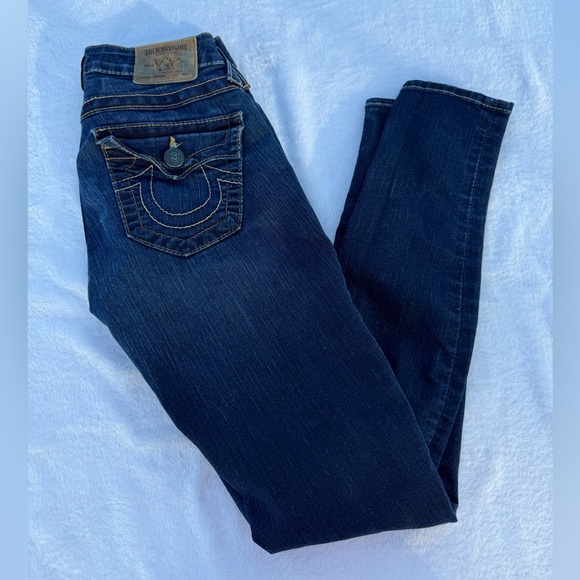 True Religion Women's Skinny Jeans – Serena Size 26, Distressed Blue Wash - Picture 3 of 12
